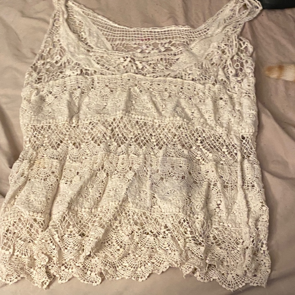 Elegant White Crochet Lace Top